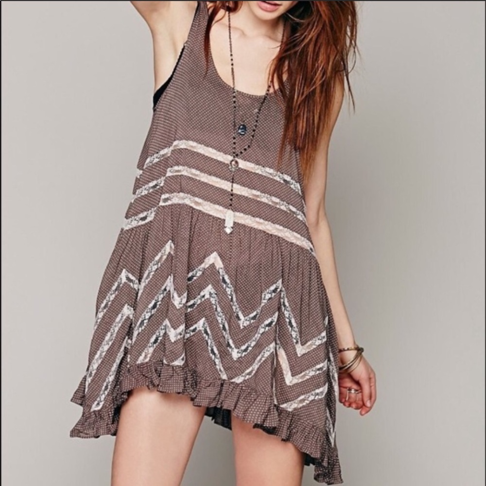 Free People Dress polka dot lace Tunic intimately